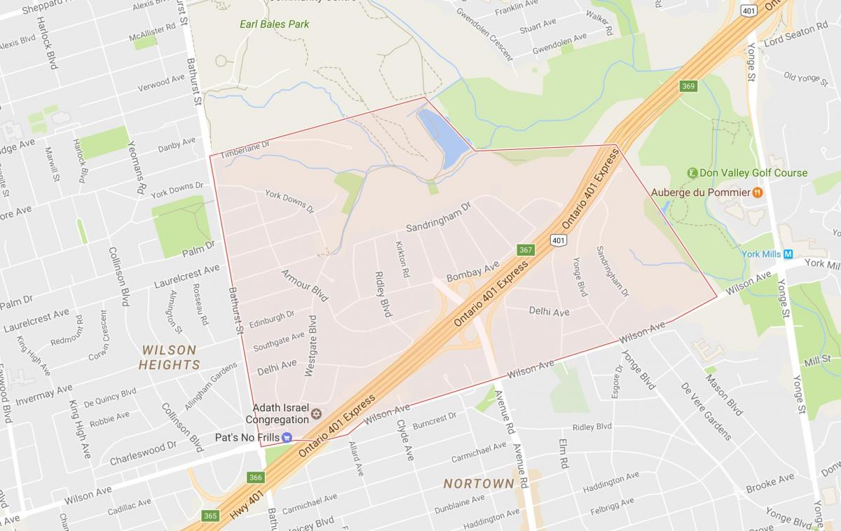Map of Armour Heights neighbourhood Toronto