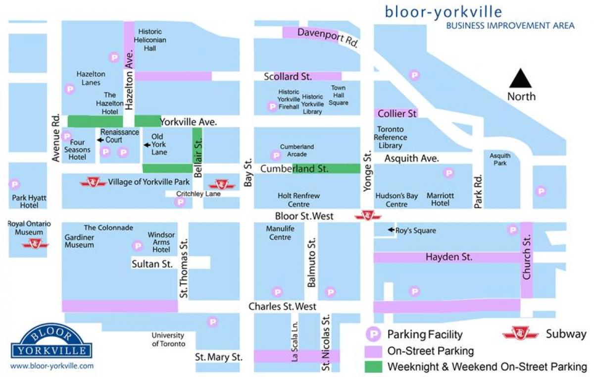 Map of Bloor Yorkville parking