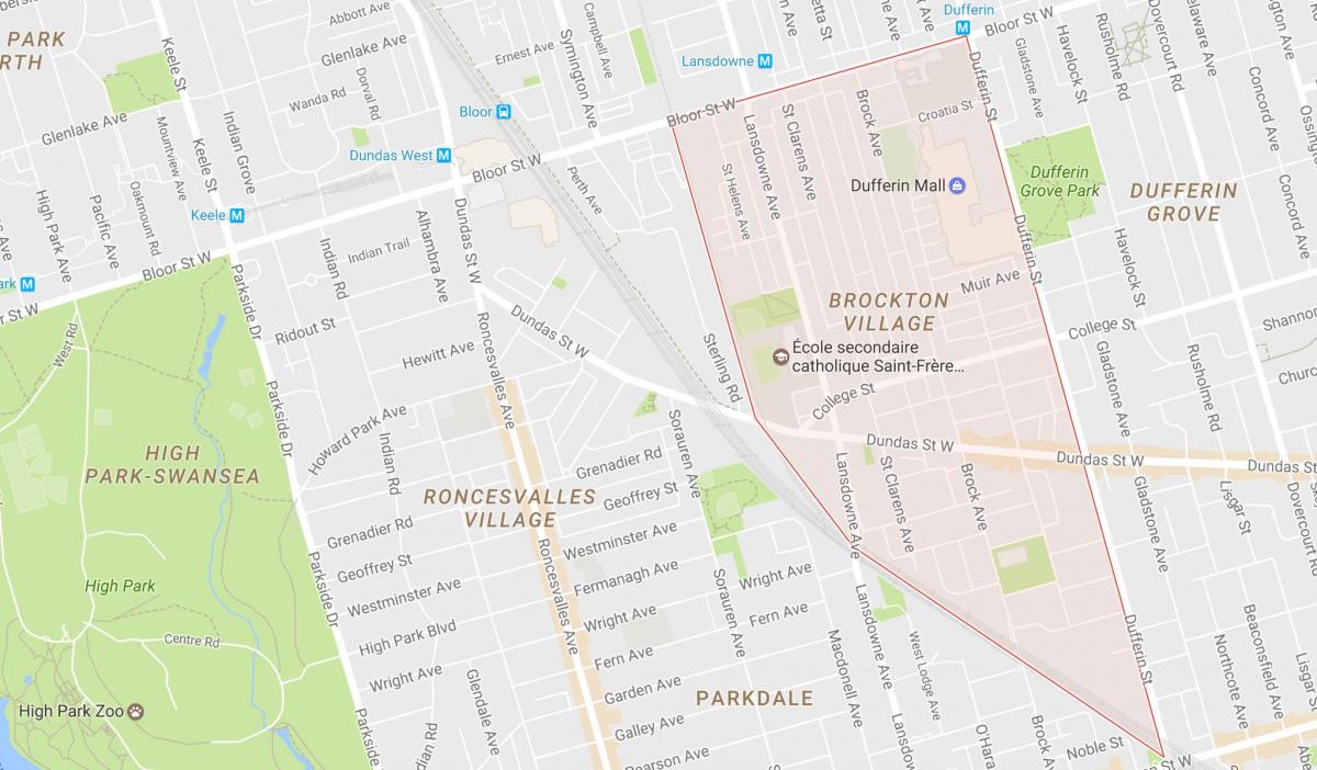 Map of Brockton Village neighbourhood Toronto