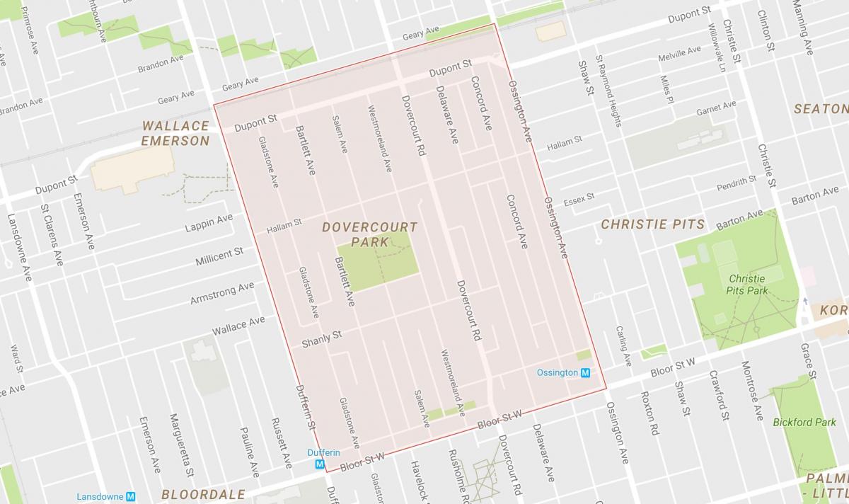 Map of Dovercourt Park neighbourhood Toronto