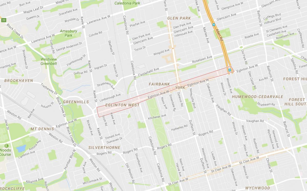 Map of Eglinton West neighbourhood Toronto