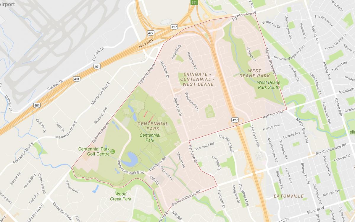 Map of Eringate neighbourhood Toronto