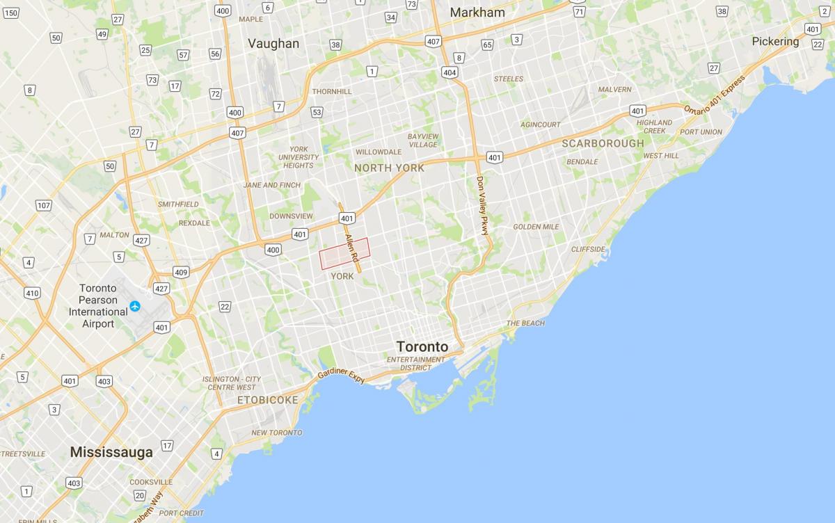 Map of Glen Park district Toronto