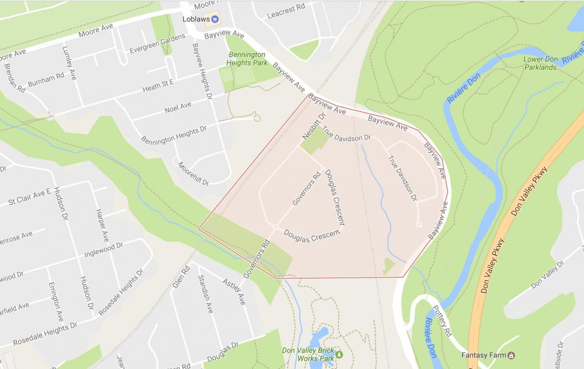 Map of Governor's Bridge neighbourhood Toronto