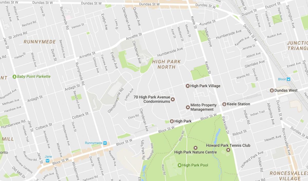 Map of High Park neighbourhood Toronto