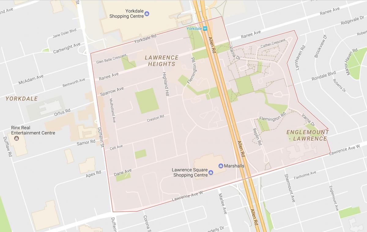 Map of Lawrence Heights neighbourhood Toronto
