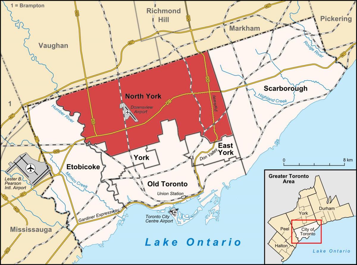 Map of North York Toronto