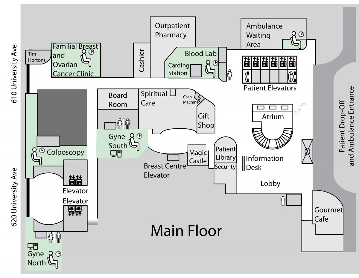 Map of Princess Margaret Cancer Centre Toronto main floor
