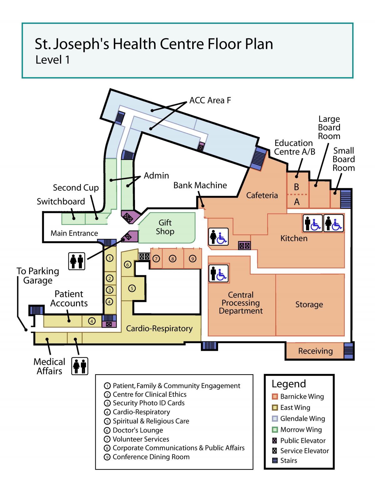Map of St. Joseph's Health centre Toronto level 1
