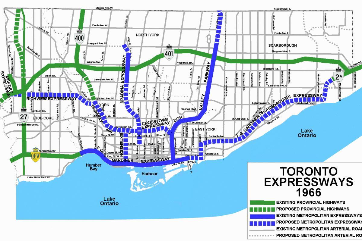 Map of Toronto highways