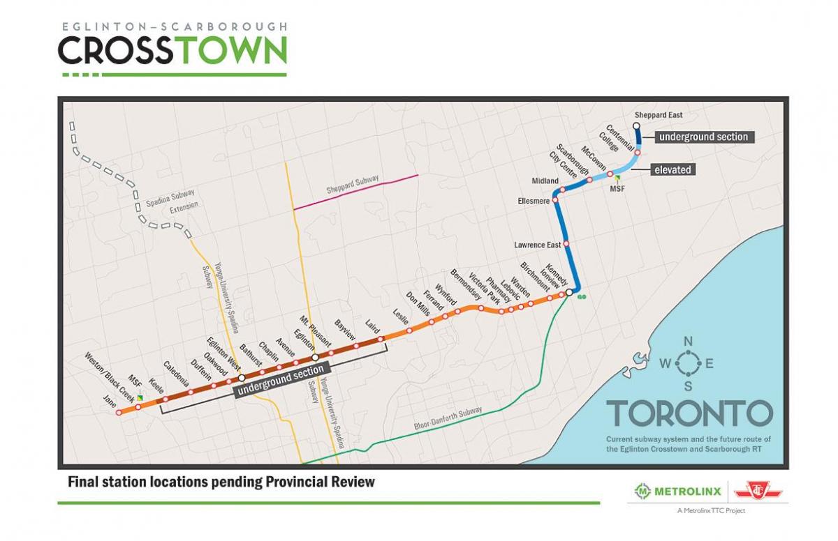Map of Toronto subway line 5 Eglinton