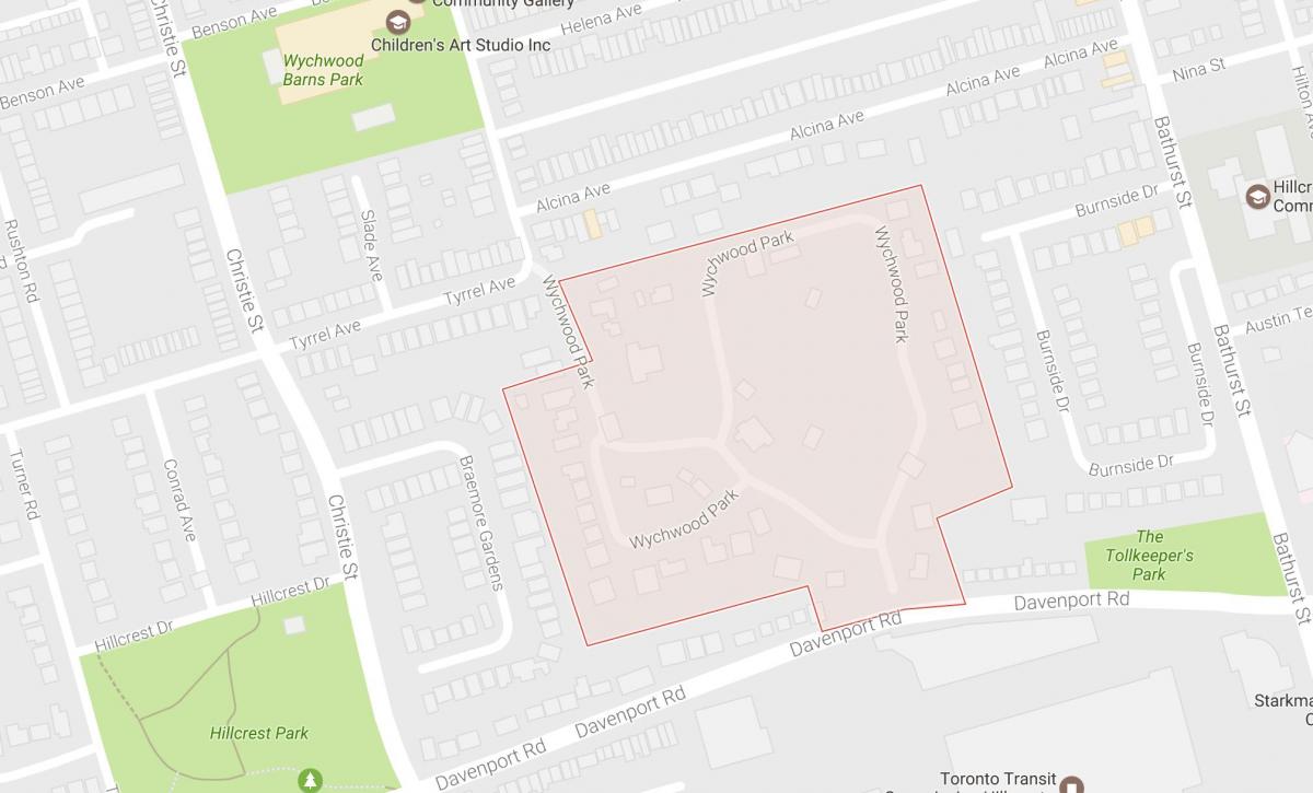Map of Wychwood Park neighbourhood Toronto