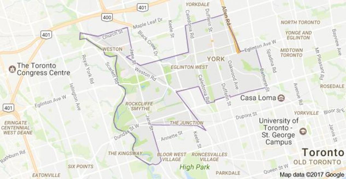 Map of York Toronto Canada