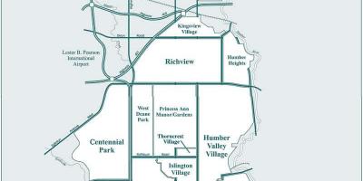 Map of Etobicoke neighbourhood Toronto
