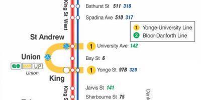 Map of streetcar line 504 King