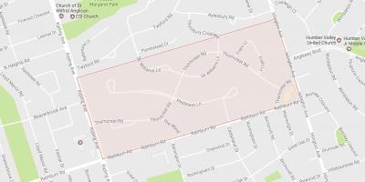 Map of Thorncrest Village neighbourhood neighbourhood Toronto