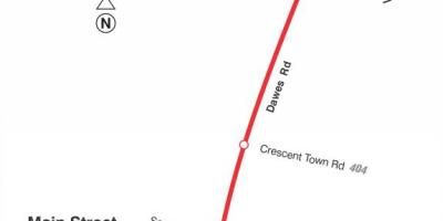 Map of TTC 23 Dawes bus route Toronto