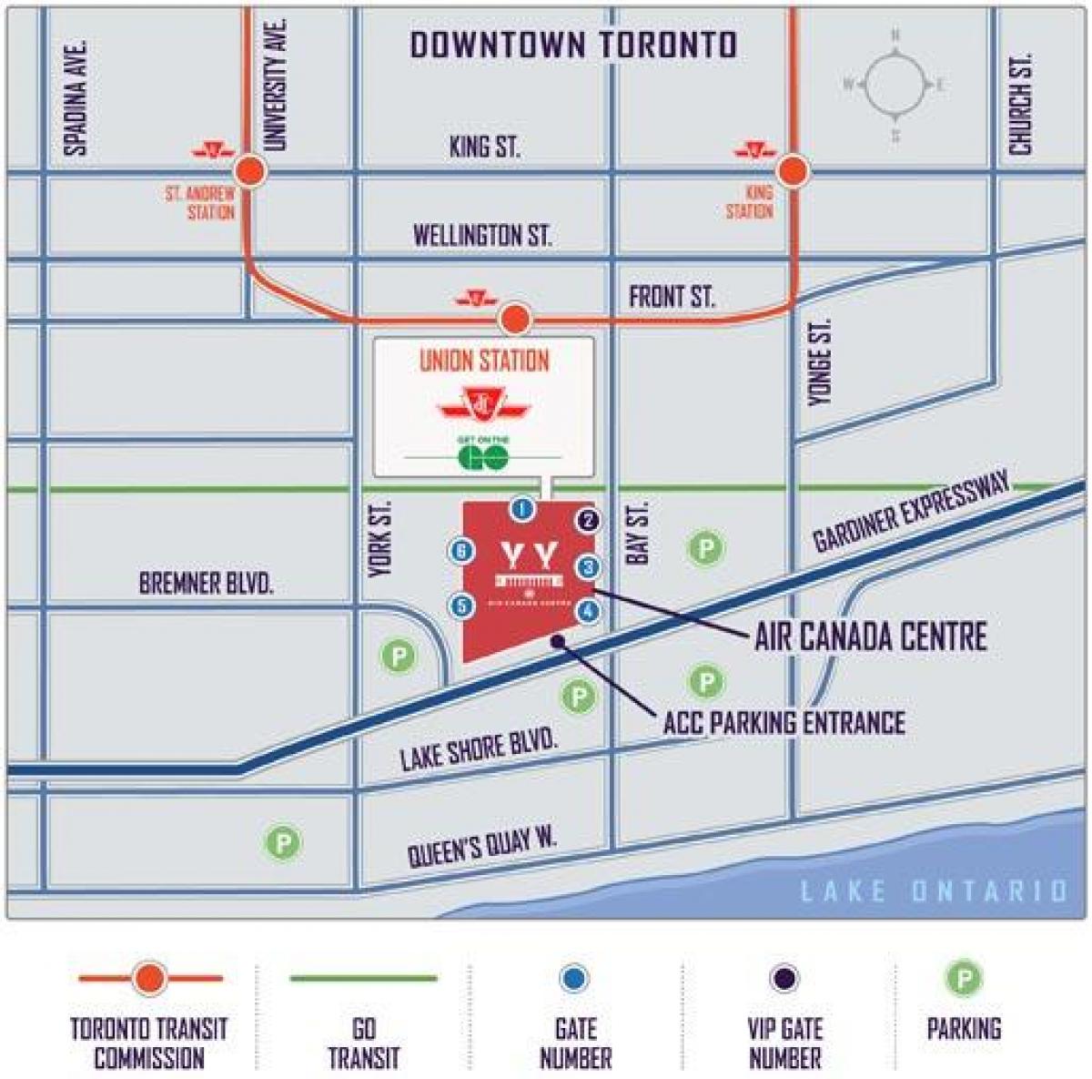 Map of Air Canada Centre parking - ACC
