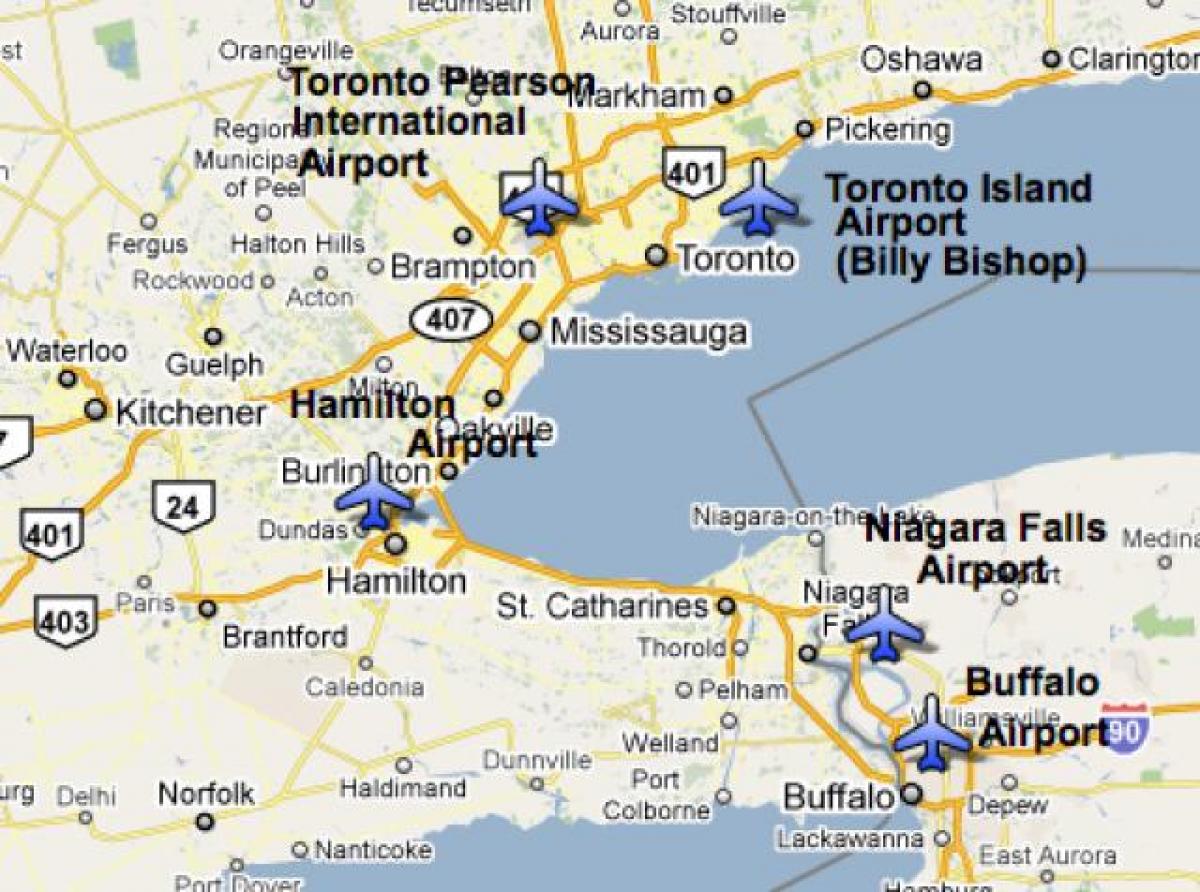 Map of Airports near Toronto
