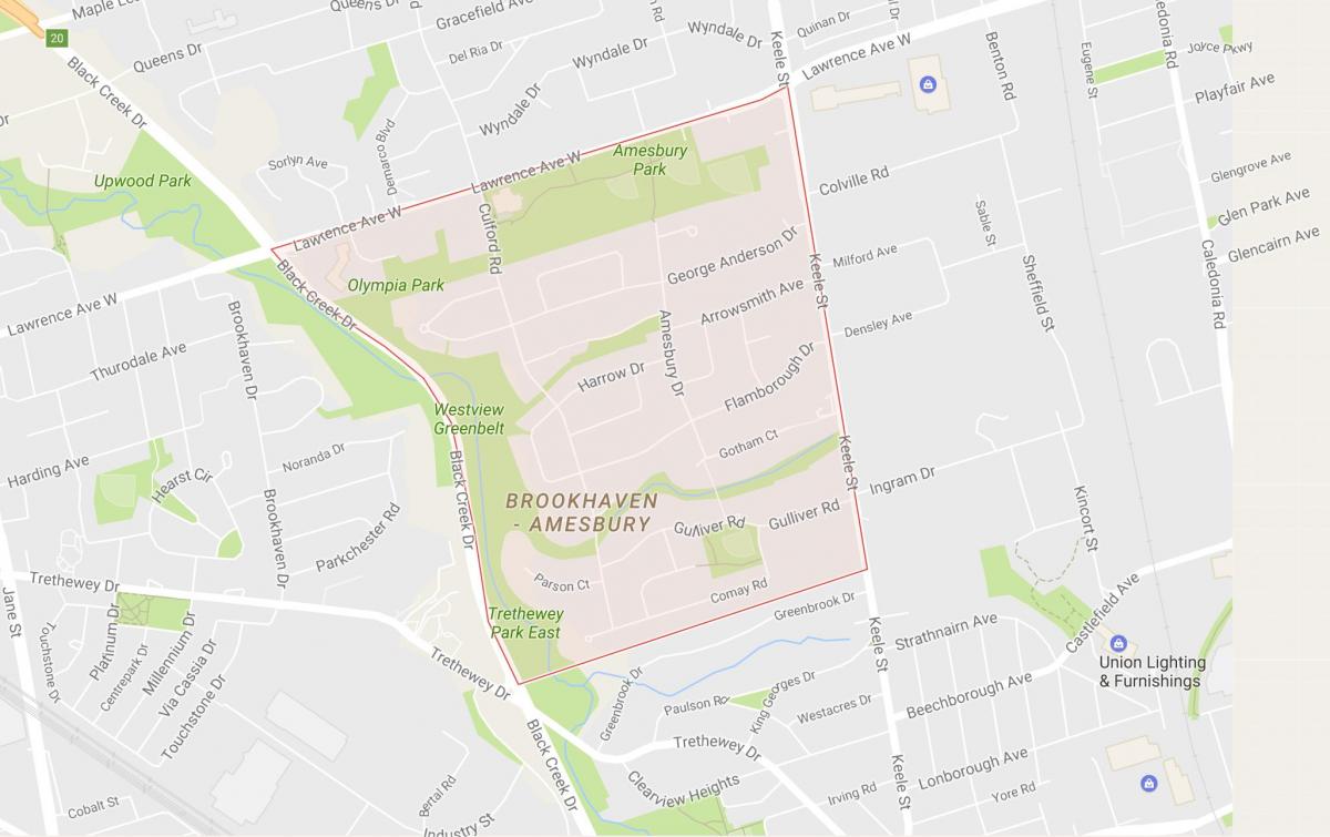 Map of Amesbury neighbourhood Toronto