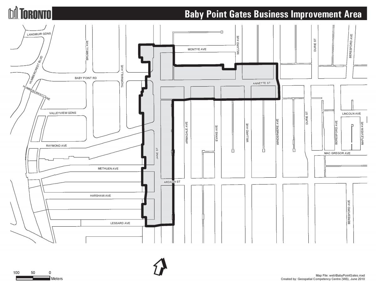 Map of Baby point gates Toronto
