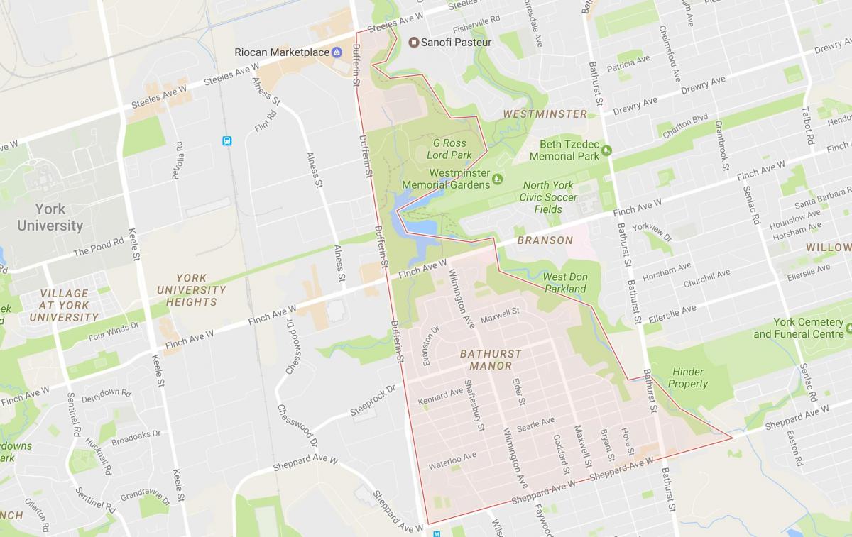 Map of Bathurst Manor neighbourhood Toronto