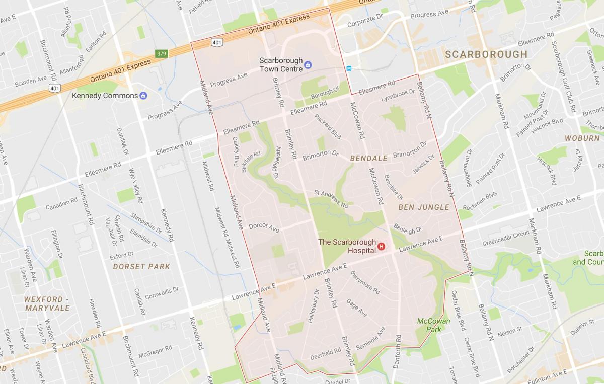 Map of Bendale neighbourhood Toronto