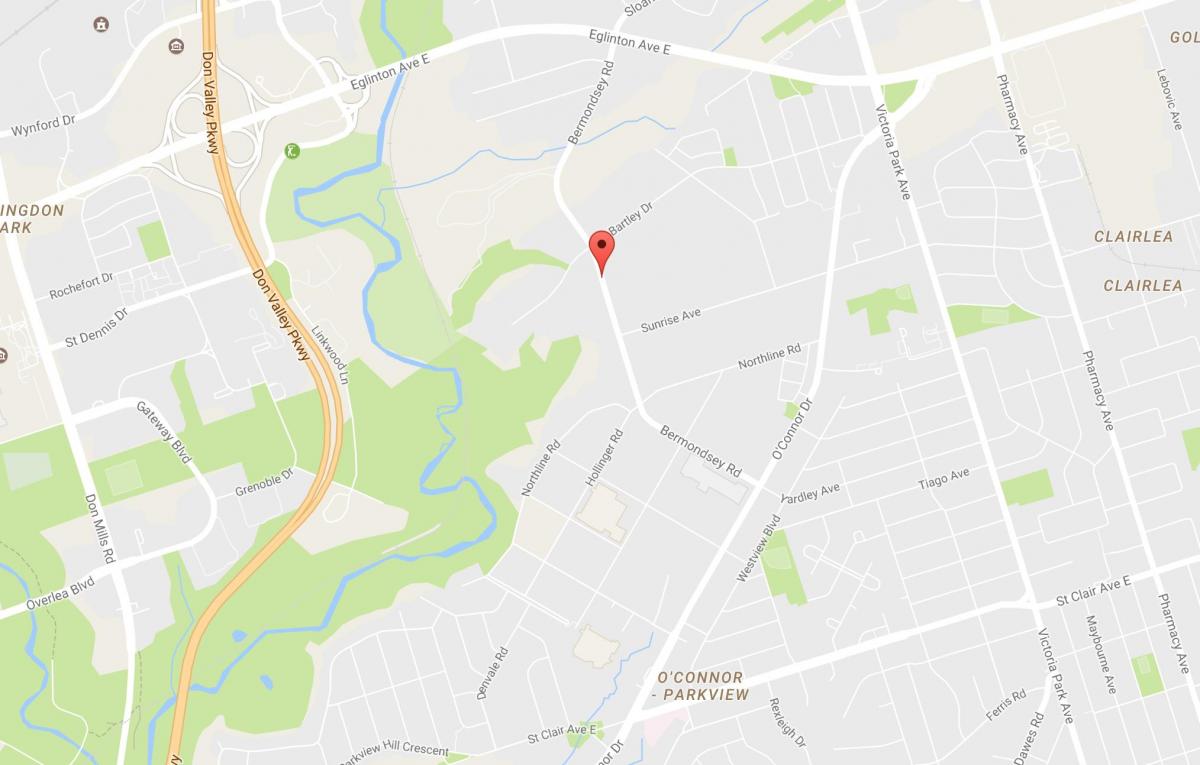 Map of Bermondsey neighbourhood Toronto