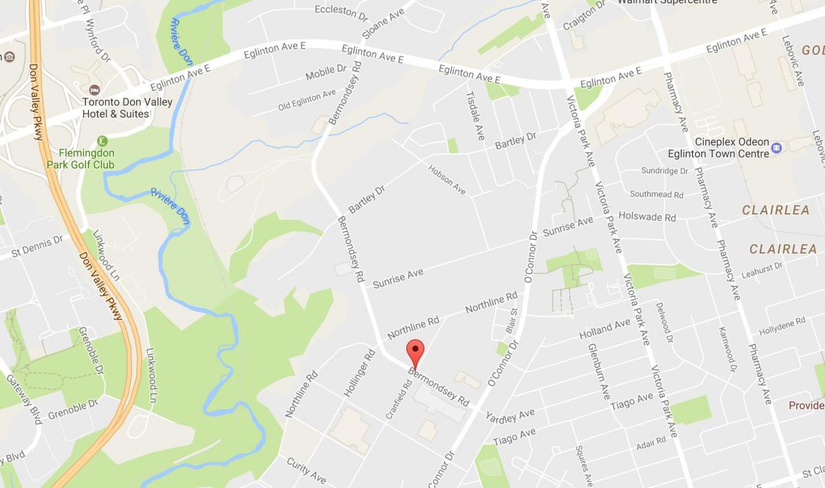 Map of Bermondsey road Toronto