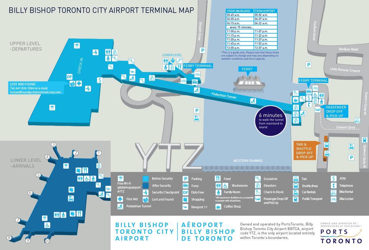 Map of Billy Bishop Toronto city airport