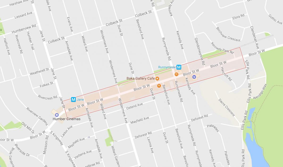 Map of Bloor West Village neighbourhood Toronto