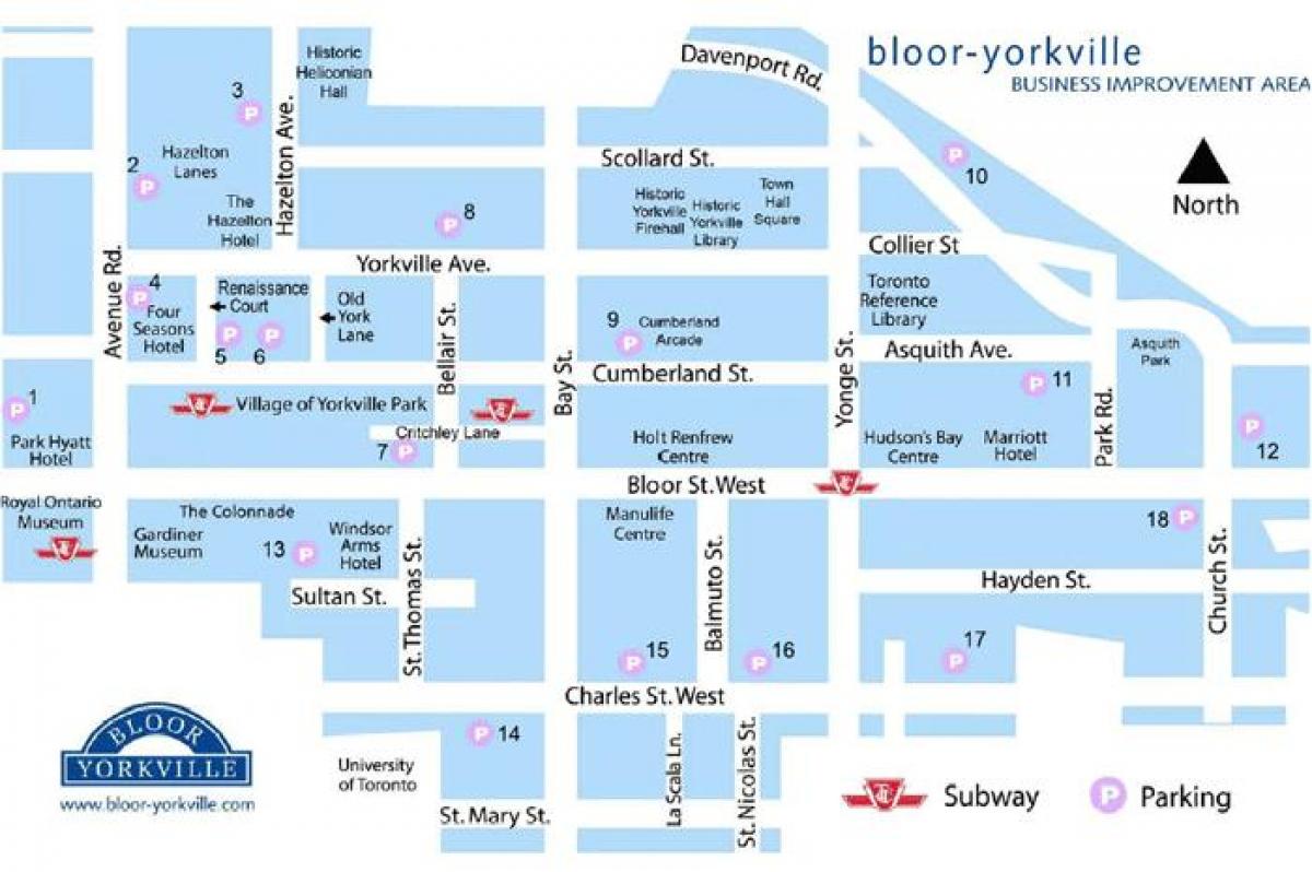 Map of Bloor Yorkville subway