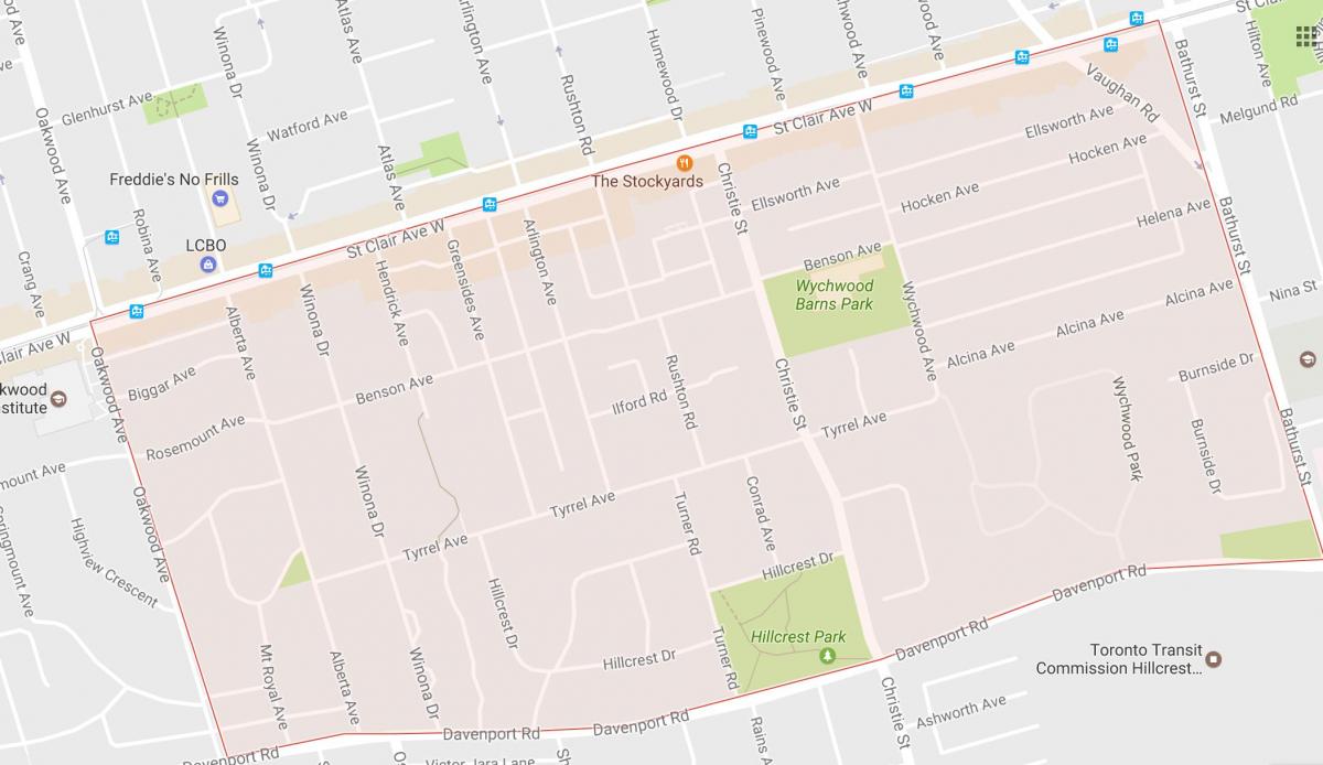 Map of Bracondale Hill neighbourhood Toronto