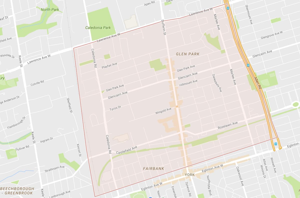 Map of Briar Hill–Belgravia neighbourhood Toronto