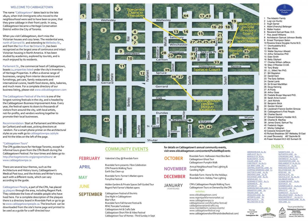 Map of Cabbagetown events Toronto