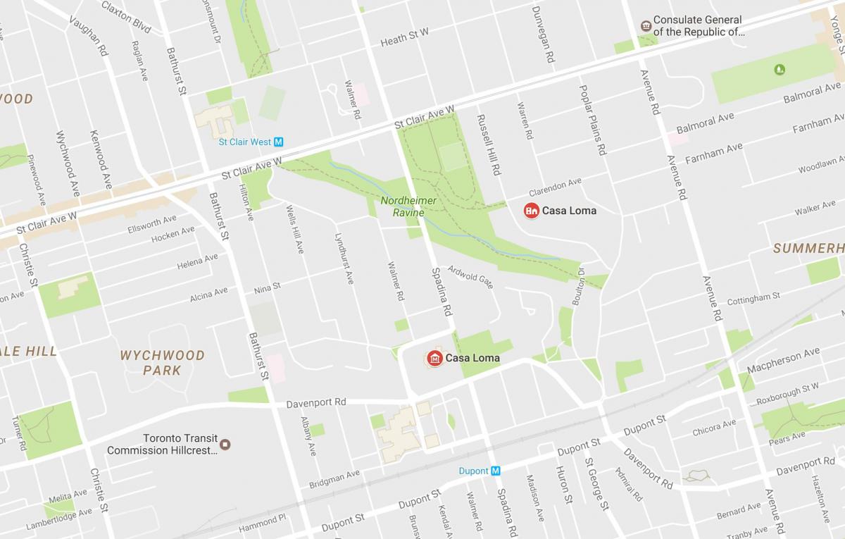 Map of Casa Loma neighbourhood Toronto