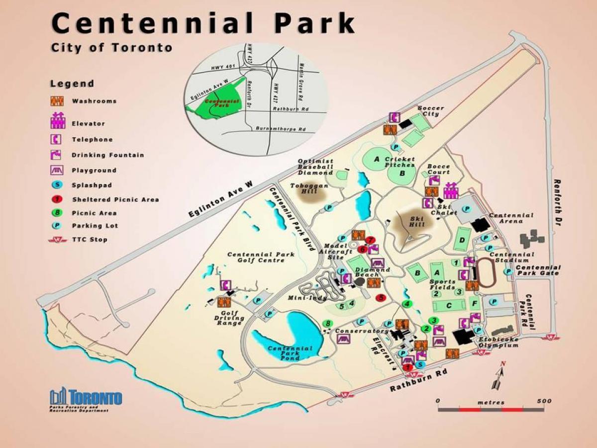 Map of Centennial Park Greenhouse Toronto