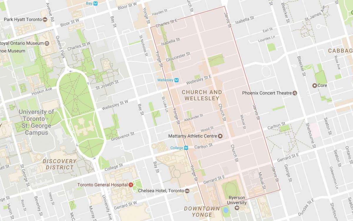 Map of Church and Wellesley neighbourhood Toronto