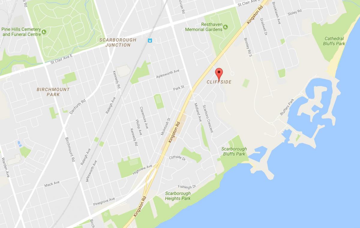 Map of Cliffside neighbourhood Toronto