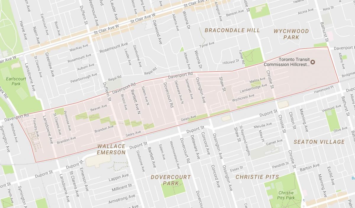 Map of Davenport neighbourhood Toronto