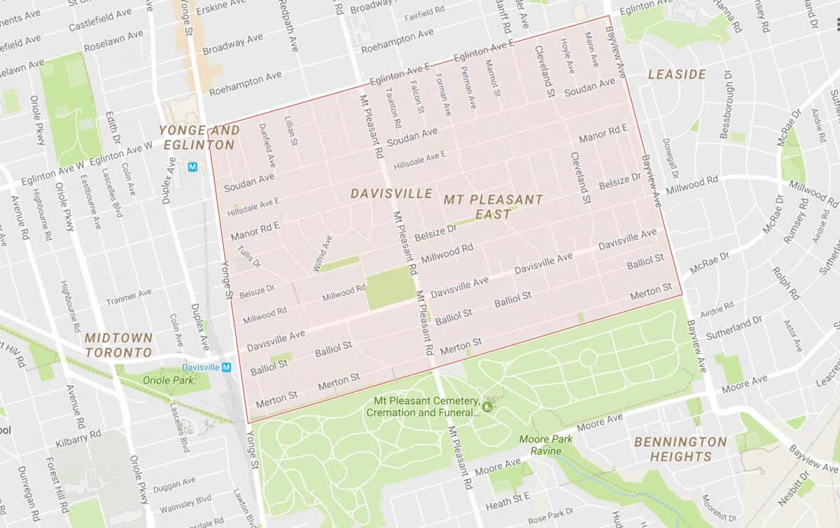 Map of Davisville Village neighbourhood Toronto
