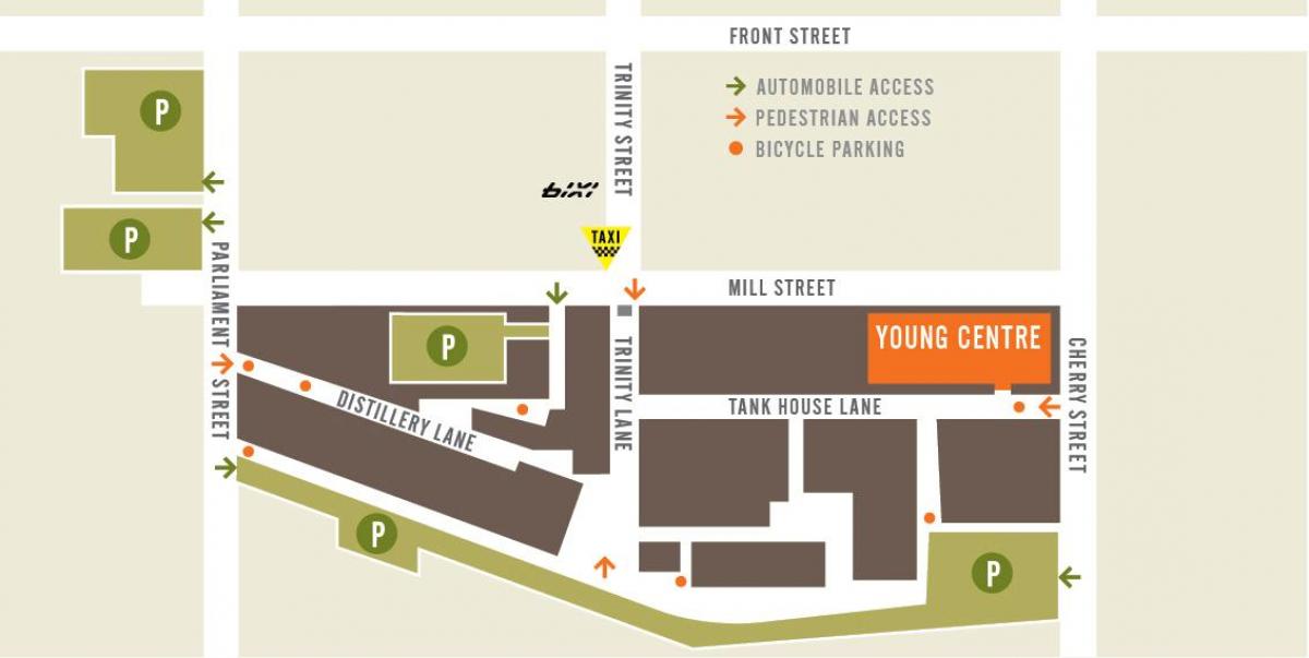 Map of Distillery District parking