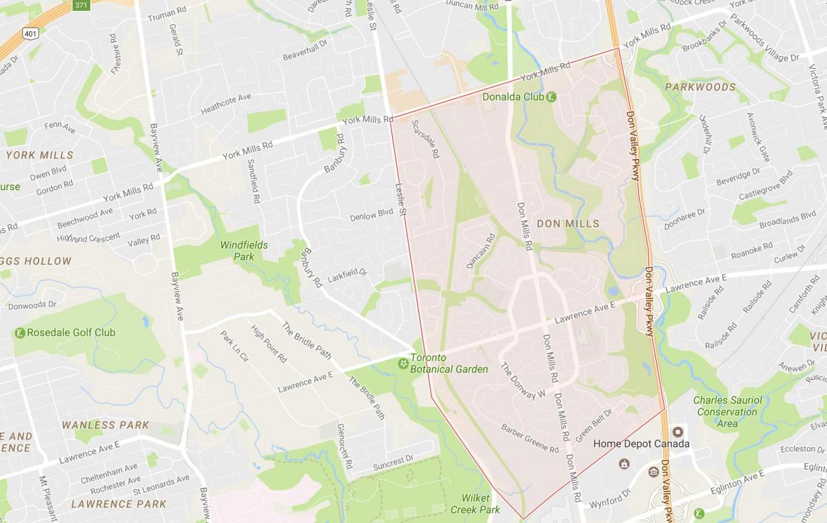 Map of Don Mills neighbourhood Toronto