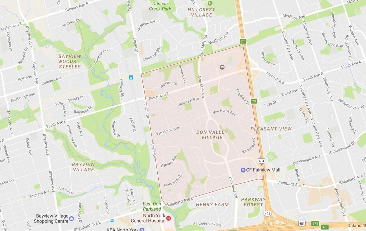 Map of Don Valley Village neighbourhood Toronto