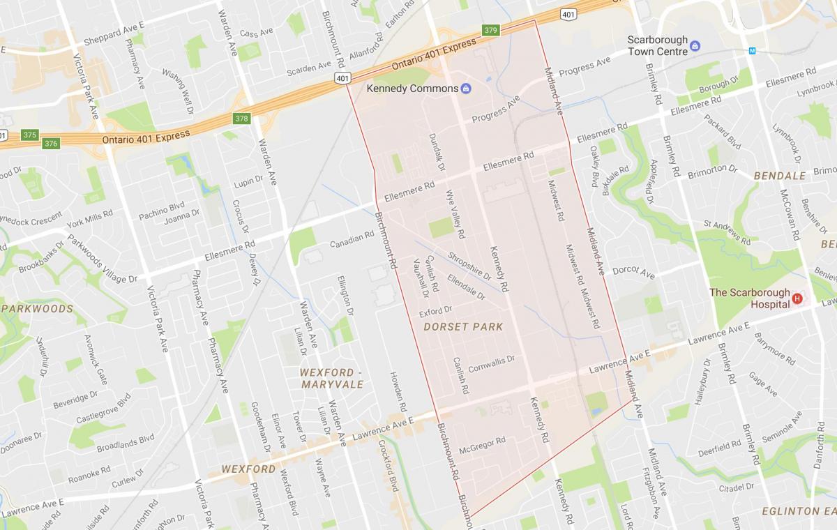 Map of Dorset Park neighbourhood Toronto