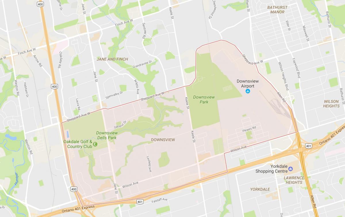 Map of Downsview neighbourhood Toronto