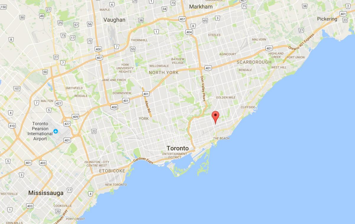 Map of East Danforth district Toronto