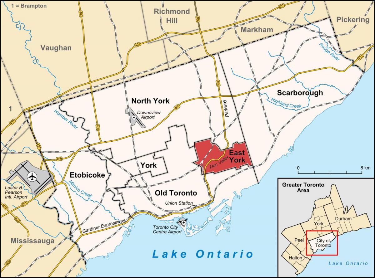 Map of East York Toronto