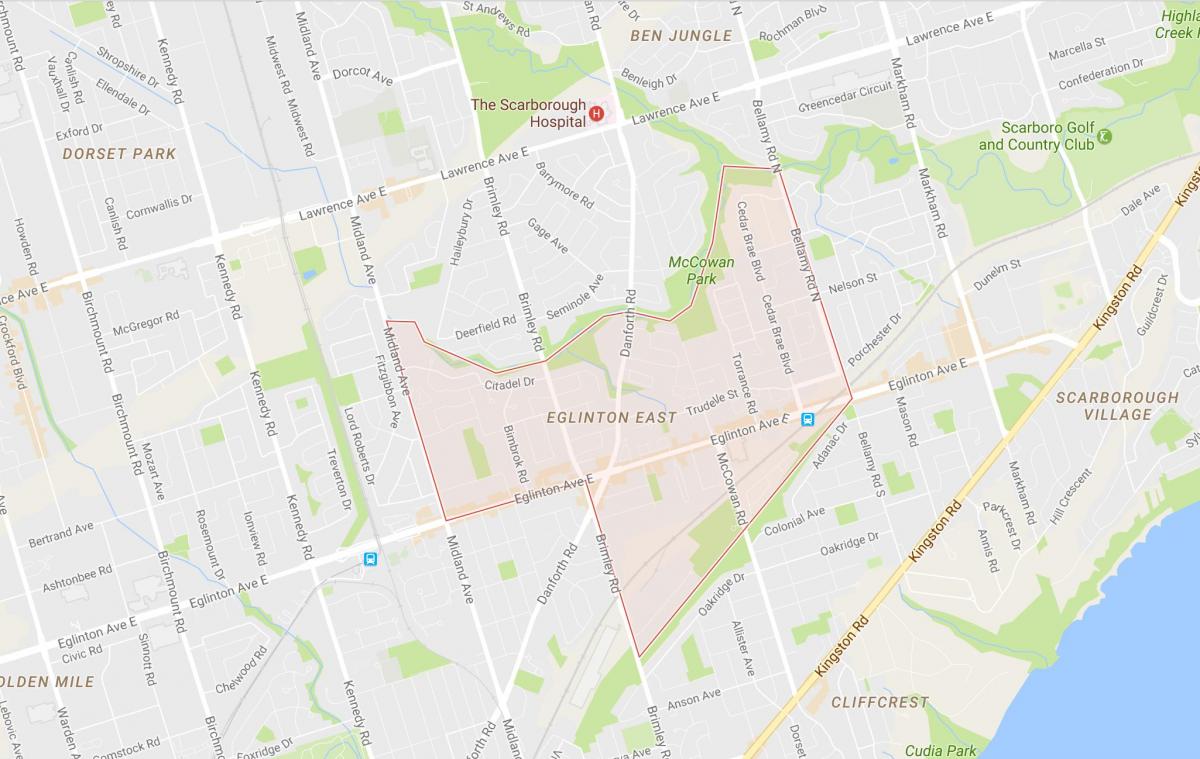Map of Eglinton East neighbourhood Toronto