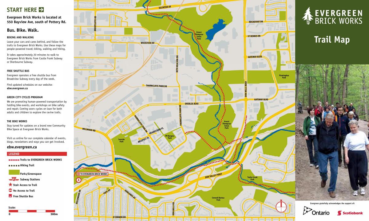 Map of Evergreen Brickworks Toronto trail